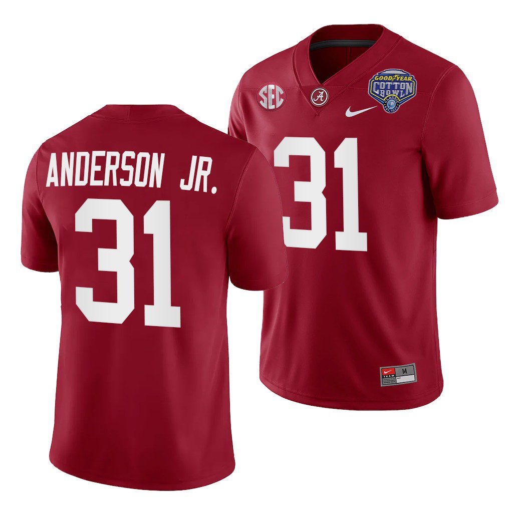 Men's Alabama Crimson Tide Will Anderson Jr. #31 2021 Cotton Bowl Crimson Playoff Uniform NCAA College Football Jersey